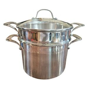 Cuisinart 8 Qt Stainless Steel Stockpot Steamer Set Glass Lid 766-24CTC Silver‎